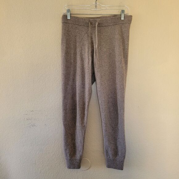 Womens 100% Cashmere Resort Lounge Pants Jogger Sz Small Upwest Brown Speckled - Picture 1 of 9